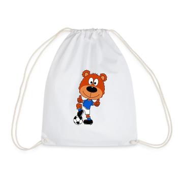 FUßBALL - TEDDY - BÄR - SPORT - KIND - BABY - Turnbeutel - Weiß - Vorne