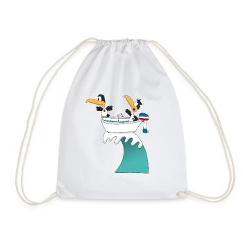 PINGUINE - WELLENREITER - BOOT - SURFER - LIEBE - Turnbeutel - Weiß - Vorne