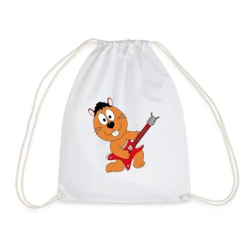 GITARRE - MUSIK - LIEBE - BIBER - OTTER - MARDER - Turnbeutel - Weiß - Vorne