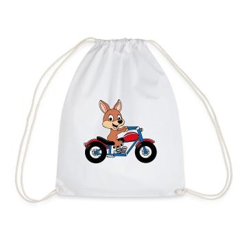 KÄNGURU - MOTORRAD - BIKER - TIER - TIERISCH - GUT - Turnbeutel - Weiß - Vorne