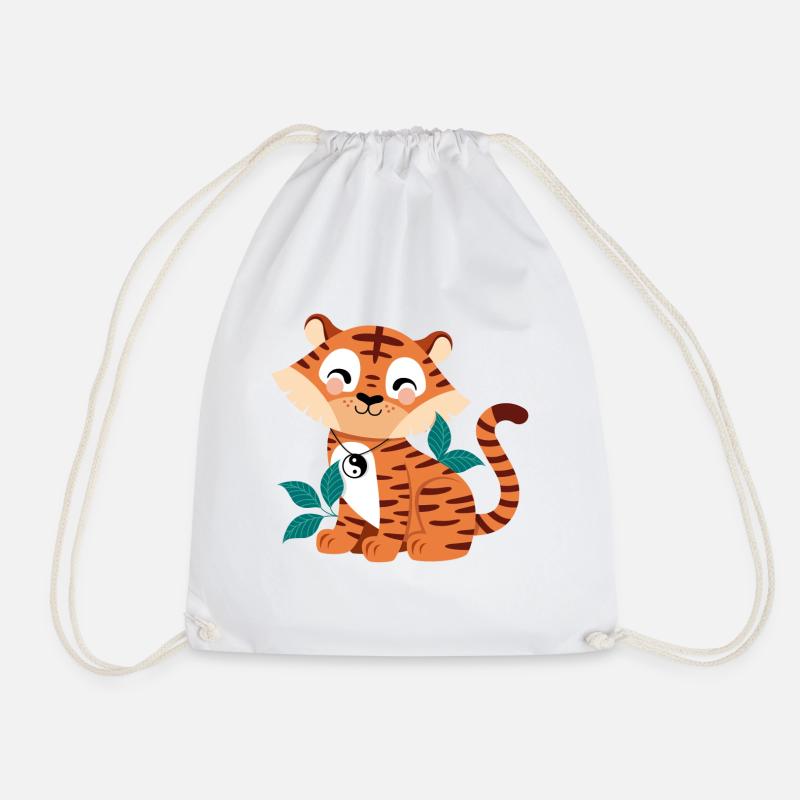 cute tiger - Drawstring Bag - white