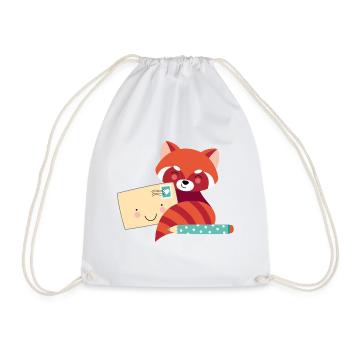 Panda roux avec lettre - Sac de sport léger - blanc - Devant