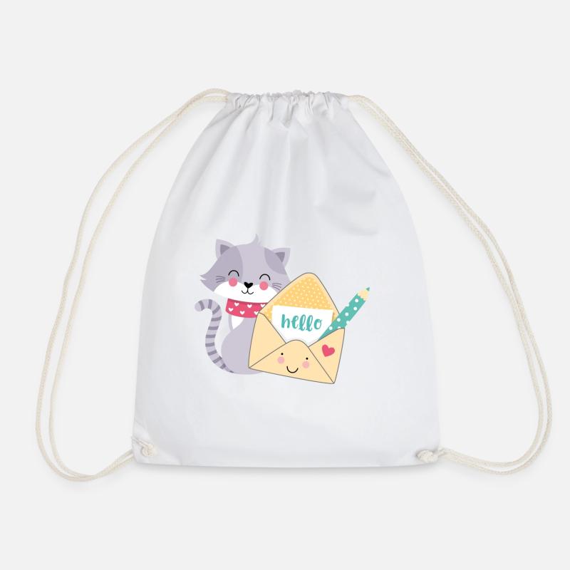 Cat Post - Drawstring Bag - white