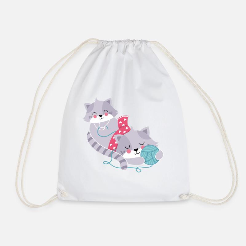 Cats with woolly tuber - Drawstring Bag - white