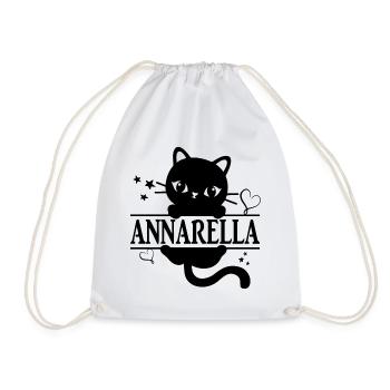 T-Shirt Annarella T-Shirt Katze Geschenkidee Katze Katze - Turnbeutel - Weiß - Vorne