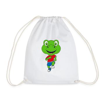 DINO - DINOSAURIER - SPORT - LAUFEN - FITNESS - Turnbeutel - Weiß - Vorne