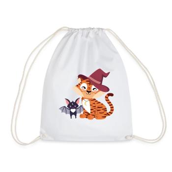 Tiger with bat - Drawstring Bag - white - Front
