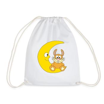HASE - MOND - TIER - KIND - BABY - Turnbeutel - Weiß - Vorne