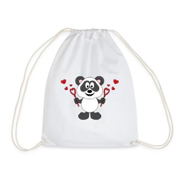 PANDA - BÄR - SEIFENBLASEN - LIEBE - LOVE - Turnbeutel - Weiß - Vorne