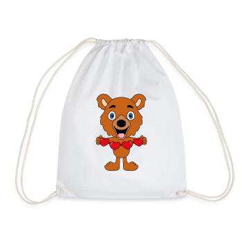 LIEBE - LOVE - TEDDY - BÄR - TEDDYBÄR - HERZEN - Turnbeutel - Weiß - Vorne