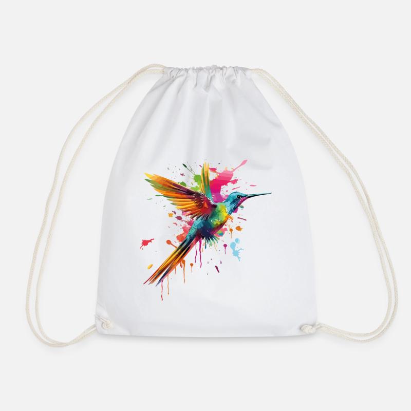 Kolibri Vogel Tier Kunst Aquarell Splash Bunt - Turnbeutel - Weiß