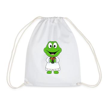 BRAUT - HOCHZEIT - HEIRATEN - FROSCH - KRÖTE - Turnbeutel - Weiß - Vorne