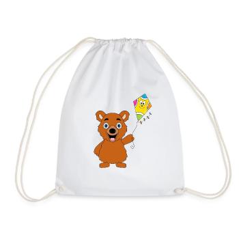 DACHEN - KITE - DRACHENSTEIGEN - TEDDY - BÄR - Turnbeutel - Weiß - Vorne