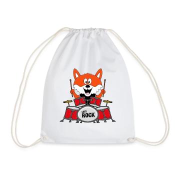 SCHLAGZEUG - BAND - TIER - FUCHS - KIND - BABY - Turnbeutel - Weiß - Vorne