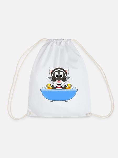 BADEWANNE - FRETTCHEN - TIER - KIND - BABY - Turnbeutel - Weiß