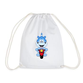 EINHORN - MOTORRAD - BIKER - KIND - BABY - FUN - Turnbeutel - Weiß - Vorne