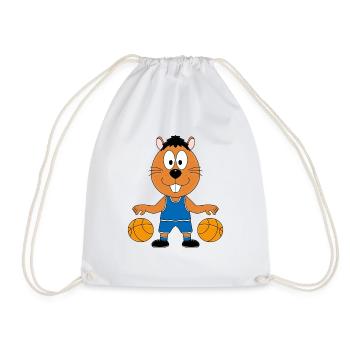 BASKETBALL - SPORT - BIBER - TIER - KIND - BABY - Turnbeutel - Weiß - Vorne