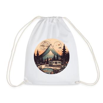 camping zelten wandern sunset Retro Modern Style - Turnbeutel - Weiß - Vorne