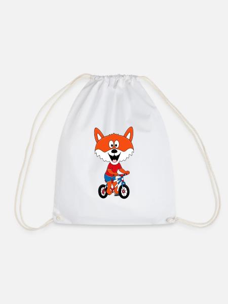 FUCHS - FAHRRAD - RAD - RADFAHRER - BIKER - TIER - Turnbeutel - Weiß