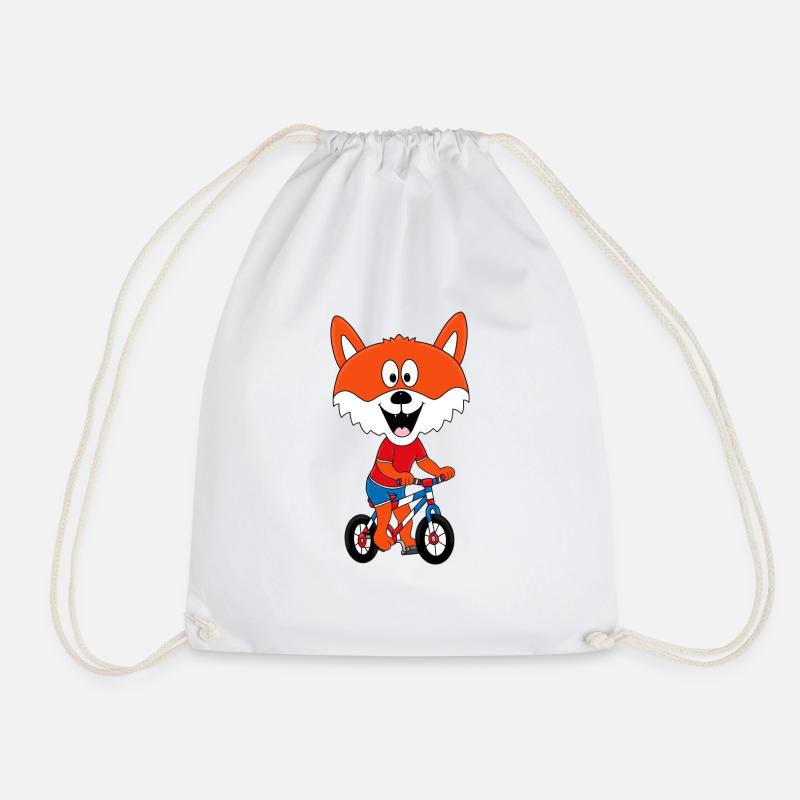 FUCHS - FAHRRAD - RAD - RADFAHRER - BIKER - TIER - Turnbeutel - Weiß