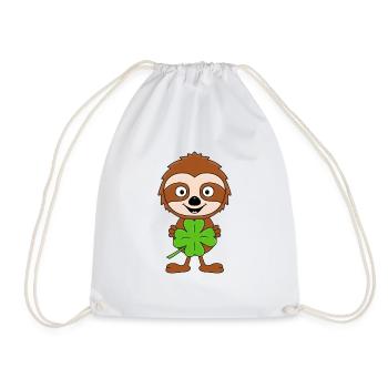 KLEEBLATT - FAULTIER - TIER - KIND - BABY - GLÜCK - Turnbeutel - Weiß - Vorne