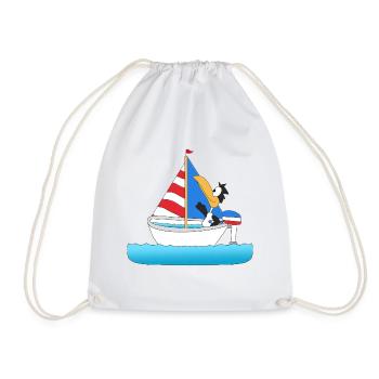 KAPITÄN - BOOT - SCHIFF - PINGUIN - SEGELN - MEER - Turnbeutel - Weiß - Vorne