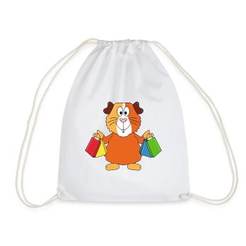 SHOPPING - MEERSCHWEINCHEN - EINKAUFEN - TIER - Turnbeutel - Weiß - Vorne