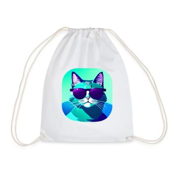 Katze mit Sonnenbrille - Turnbeutel - Weiß - Vorne