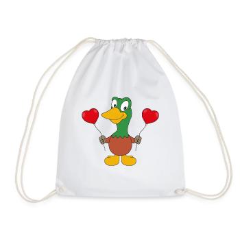 LUFTBALLONS - HERZEN - ENTE - TIERISCH - VERLIEBT - Turnbeutel - Weiß - Vorne