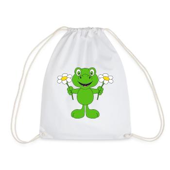 BLUMEN - DINO - DINOSAURIER - KINDER - BABYS - Turnbeutel - Weiß - Vorne