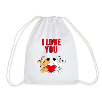 I LOVE YOU - HUNDE - HUND - LIEBE - HERZ - TIERE - Turnbeutel - Weiß - Vorne