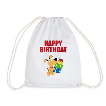 HUND - DOG - GEBURTSTAG - HAPPY BIRTHDAY - Turnbeutel - Weiß - Vorne