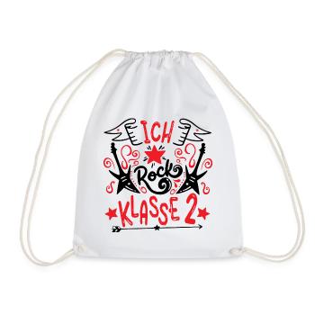 Ich rock Klasse 2 - Gitarren - Schulkind - Turnbeutel - Weiß - Vorne