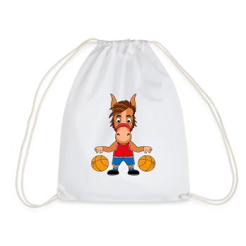 BASKETBALL - SPORT - PFERD - PFERDE - TIER - Turnbeutel - Weiß - Vorne
