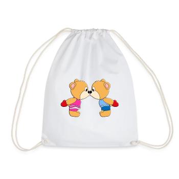 TEDDYBÄREN - HERZEN - LIEBE - VERLIEBT - TEDDYS - Turnbeutel - Weiß - Vorne