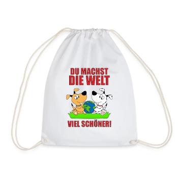 DU MACHST DIE WELT VIEL SCHÖNER! - HUNDE - LIEBE - Turnbeutel - Weiß - Vorne