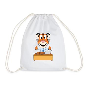 TIGER - ARBEIT - JOB - BERUF - SCHREIBTISCH - CHEF - Turnbeutel - Weiß - Vorne