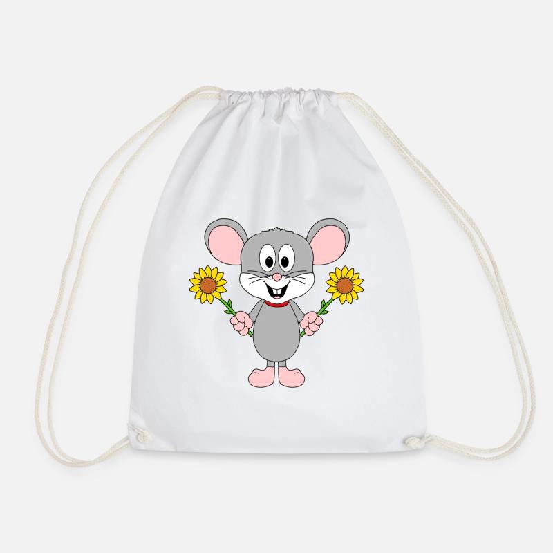 BLUMEN - MAUS - MÄUSE - TIER - TIERE - TIERISCH - Turnbeutel - Weiß