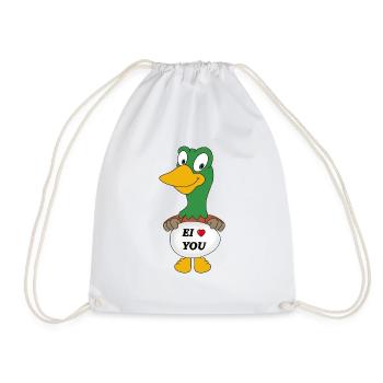 ENTE - LIEBE - EI - EIER - LUSTIGER VOGEL - ERPEL - Turnbeutel - Weiß - Vorne