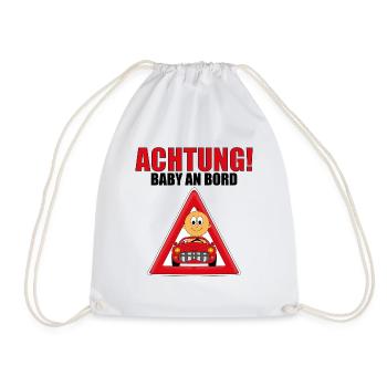 ACHTUNG! BABY AN BORD - AUTO - KIND - KINDER - Turnbeutel - Weiß - Vorne