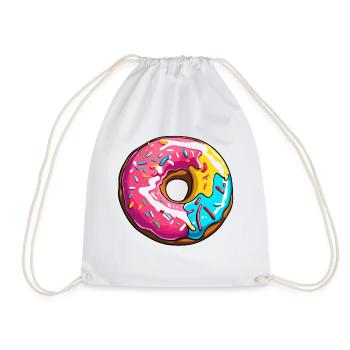 Donuts / Candy / Frosting / Dessert / Pastry - Drawstring Bag - white - Front