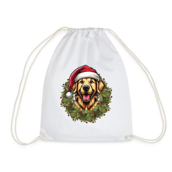 Golden Retriever zu Weihnachten 🎄 - Turnbeutel - Weiß - Vorne