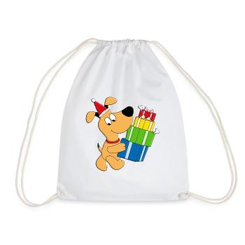 GESCHENKE - WEIHNACHTEN - HUND - HUNDE - TIER - Turnbeutel - Weiß - Vorne