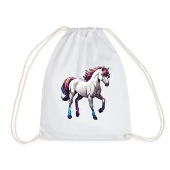 Pony / Horse / Animal / Riding / Mane / Stable - Drawstring Bag - white - Front