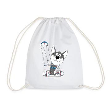 KITESURFER - HUSKY - HUND - KITE - KITEN - SPORT - Turnbeutel - Weiß - Vorne