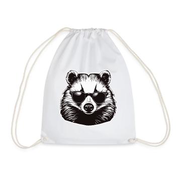 Badger / Rodent / Animal / Stripe / Wild - Drawstring Bag - white - Front