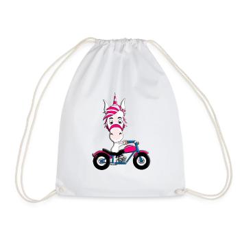 MOTORRAD - BIKER - EINHORN - Turnbeutel - Weiß - Vorne