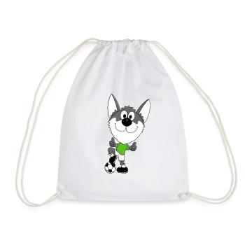 FUßBALL - HUSKY - HUND - SPORT - TIER - Turnbeutel - Weiß - Vorne