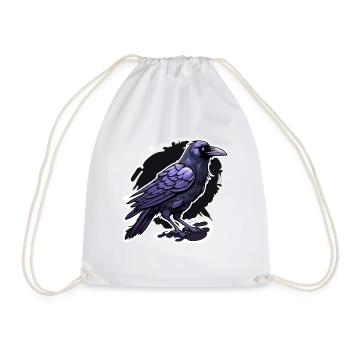 Raven / Bird / Animal / Flying / Feathers / Wings - Drawstring Bag - white - Front