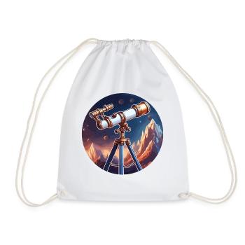 Telescope / Telescope / Astronomy / Starry Sky - Drawstring Bag - white - Front